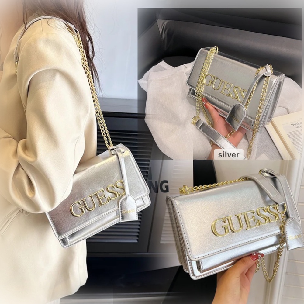 Silver Fashion Women Inspired handbags Gues Bag Shoulder Sling Purse Bags